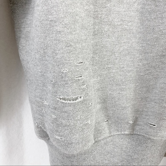 Honey Punch Distressed Grey High Neck Sweatshirt Oversized - Picture 7 of 9